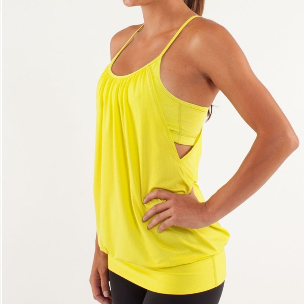 Lululemon No Limits Tank Heathered Split Pea Yellow Green Tank Top 4